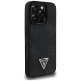 Husa de protectie Guess Peony Grained Hot Stamp Triangle MagSafe (GUHMP16LPGBTMK) compatibil cu iPhone 16 Pro, Negru