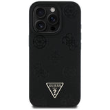 Husa de protectie Guess Peony Grained Hot Stamp Triangle MagSafe (GUHMP16LPGBTMK) compatibil cu iPhone 16 Pro, Negru