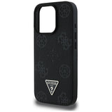 Husa de protectie Guess Peony Grained Hot Stamp Triangle MagSafe (GUHMP16LPGBTMK) compatibil cu iPhone 16 Pro, Negru