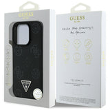 Husa de protectie Guess Peony Grained Hot Stamp Triangle MagSafe (GUHMP16LPGBTMK) compatibil cu iPhone 16 Pro, Negru