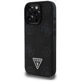 Husa de protectie Guess Peony Grained Hot Stamp Triangle MagSafe (GUHMP16LPGBTMK) compatibil cu iPhone 16 Pro, Negru