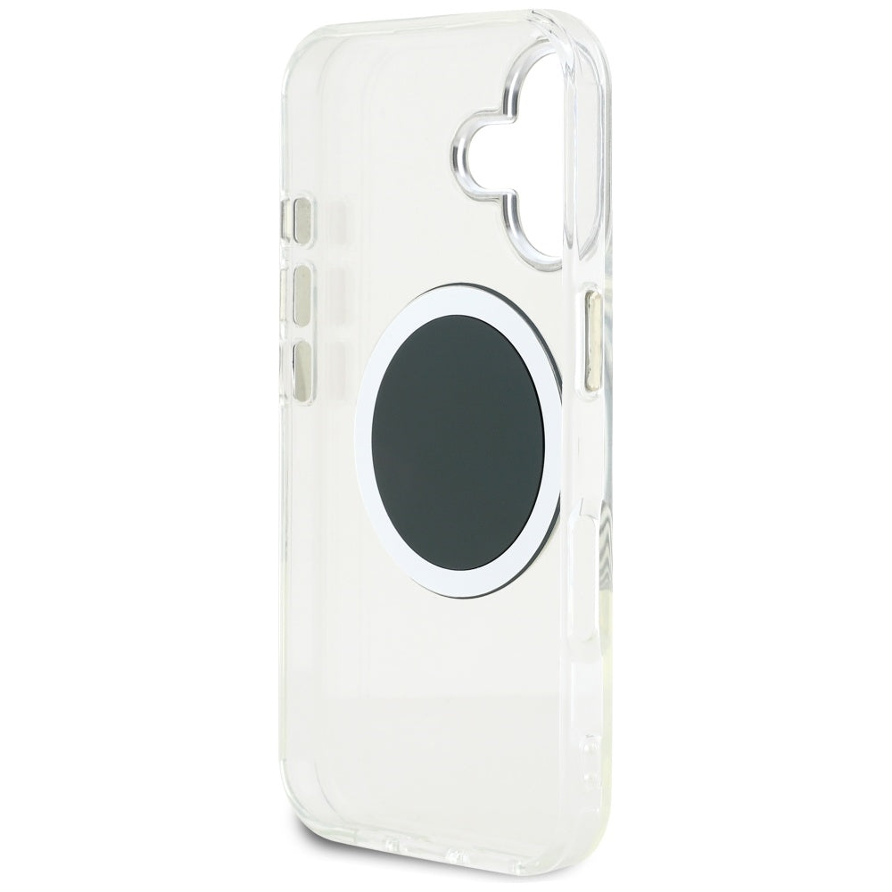 Husa de protectie Guess IML Metal Colored Circle MagSafe (GUHMP16SHTDRCEDK) compatibil cu iPhone 16, Negru