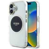 Husa de protectie Guess IML Metal Colored Circle MagSafe (GUHMP16SHTDRCEDK) compatibil cu iPhone 16, Negru