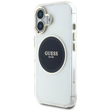 Husa de protectie Guess IML Metal Colored Circle MagSafe (GUHMP16SHTDRCEDK) compatibil cu iPhone 16, Negru