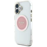 Husa de protectie Guess IML Metal Colored Circle MagSafe (GUHMP16SHTDRCEDP) compatibil cu iPhone 16, Roz