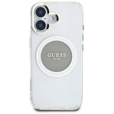 Husa de protectie Guess IML Metal Colored Circle MagSafe (GUHMP16SHTDRCEDG) compatibil cu iPhone 16, Gri