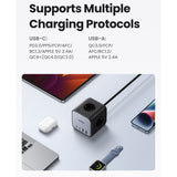 Incarcator Ugreen DigiNest Cube 7in1 CD268 (60113), GaN, Fast Charge, 2x USB-C, 2x USB, 3x AC, 2990W, 13A, PD65W, Negru