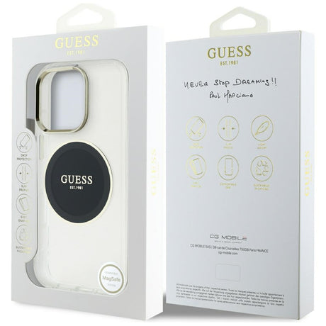 Husa de protectie Guess IML Metal Colored Circle MagSafe (GUHMP16XHTDRCEDK) compatibil cu iPhone 16 Pro Max, Negru