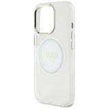 Husa de protectie Guess IML Metal Colored Circle MagSafe (GUHMP16XHTDRCEDH) compatibil cu iPhone 16 Pro Max, Alb