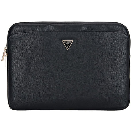 Geanta Guess Computer Sleeve Grained Triangle Logo (GUCS14ZPGTSPSK), for Laptop, Tablet 14", Zipper, Pocket, Eco-Leather, Negru
