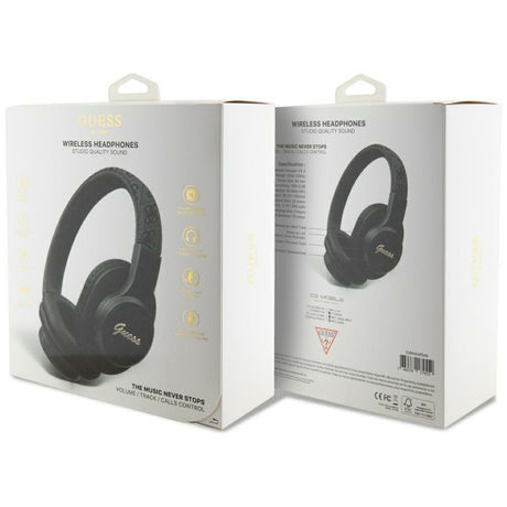 Casti Guess Wireless 4G Tone on Tone Script Logo (GUBH604FEMK), Bluetooth 5.3, USB-C, Over-ear, 300mAh, Negru