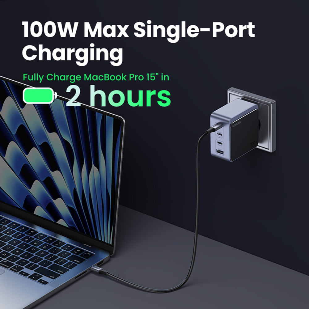 Incarcator Ugreen Nexode S X565 (35043), USB, 3x Type-C, Fast Charging, GaN, 100W, 3A, PD3.0, QC4.0+, Gri