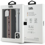 Husa de protectie Karl Lagerfeld Saffiano Athleisure Stripes Cord (KLHCP15SPAMSCNSR) compatibil cu iPhone 15, Rosu