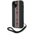 Husa de protectie Karl Lagerfeld Saffiano Athleisure Stripes Cord (KLHCP15SPAMSCNSR) compatibil cu iPhone 15, Rosu
