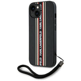 Husa de protectie Karl Lagerfeld Saffiano Athleisure Stripes Cord (KLHCP15SPAMSCNSR) compatibil cu iPhone 15, Rosu