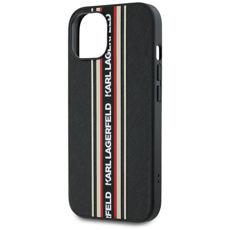 Husa de protectie Karl Lagerfeld Saffiano Athleisure Stripes Cord (KLHCP15SPAMSCNSR) compatibil cu iPhone 15, Rosu