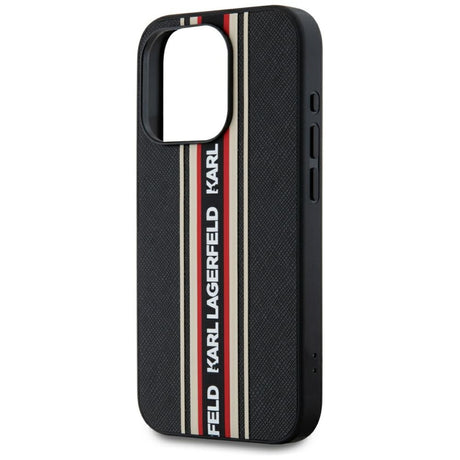 Husa de protectie Karl Lagerfeld Saffiano Athleisure Stripes Cord (KLHCP15LPAMSCNSR) compatibil cu iPhone 15 Pro, Rosu