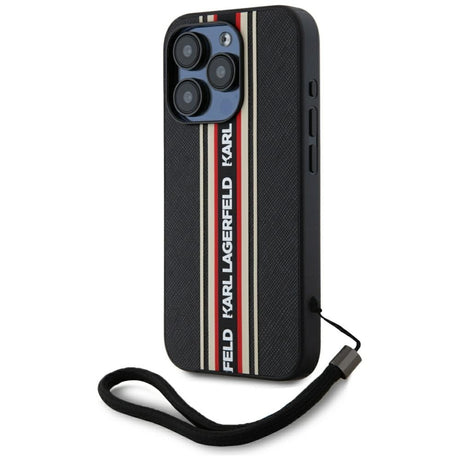 Husa de protectie Karl Lagerfeld Saffiano Athleisure Stripes Cord (KLHCP15LPAMSCNSR) compatibil cu iPhone 15 Pro, Rosu