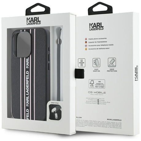 Husa de protectie Karl Lagerfeld Saffiano Athleisure Stripes Cord (KLHCP15XPAMSCNSP) compatibil cu iPhone 15 Pro Max, Roz