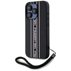 Husa de protectie Karl Lagerfeld Saffiano Athleisure Stripes Cord (KLHCP15XPAMSCNSP) compatibil cu iPhone 15 Pro Max, Roz