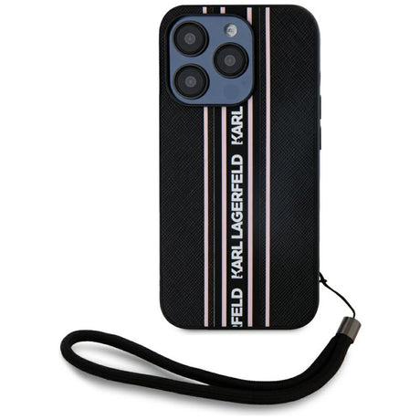 Husa de protectie Karl Lagerfeld Saffiano Athleisure Stripes Cord (KLHCP15XPAMSCNSP) compatibil cu iPhone 15 Pro Max, Roz