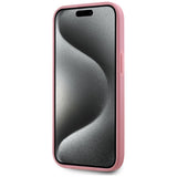 Husa de protectie Karl Lagerfeld Hardcase Leather (KLHCP15SPFMFBKMP) compatibil cu iPhone 15, Roz Metal Signature