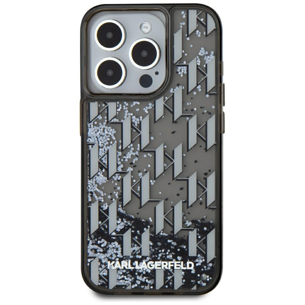 Husa de protectie Karl Lagerfeld Hardcase Liquid Glitter (KLHCP15XLKLGKCCK) compatibil cu iPhone 15 Pro Max, Monogram