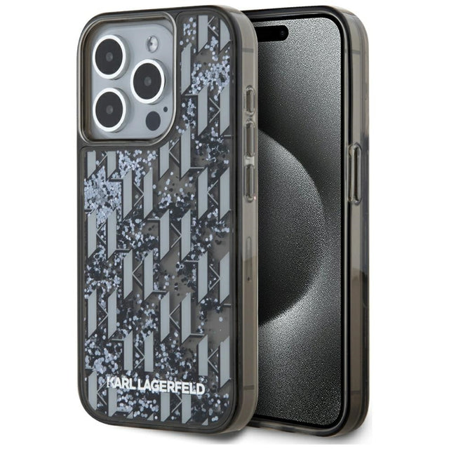 Husa de protectie Karl Lagerfeld Hardcase Liquid Glitter (KLHCP15XLKLGKCCK) compatibil cu iPhone 15 Pro Max, Monogram