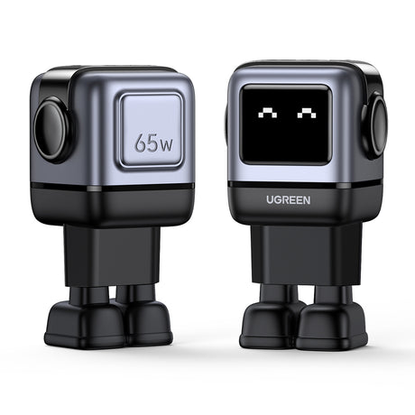 Incarcator Ugreen (25685B), USB / 2x Type-C, 65W, LED Display, Negru