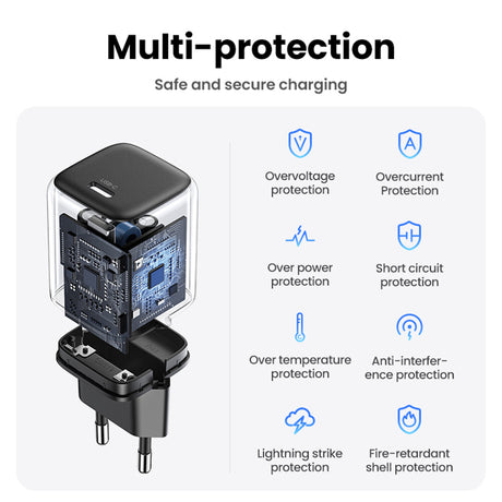 Incarcator Ugreen Nexode CD318 (90664), USB-C, GaN, Fast Charging, 20W, 3A, QC4.0+, Gri