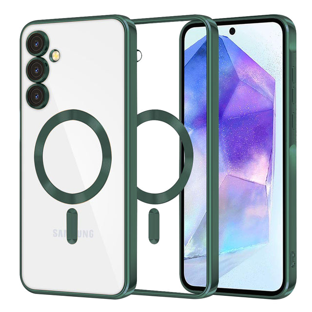 Husa de protectie Techsuit Luxury Crystal MagSafe compatibil cu Samsung Galaxy A55 5G, Deep Green