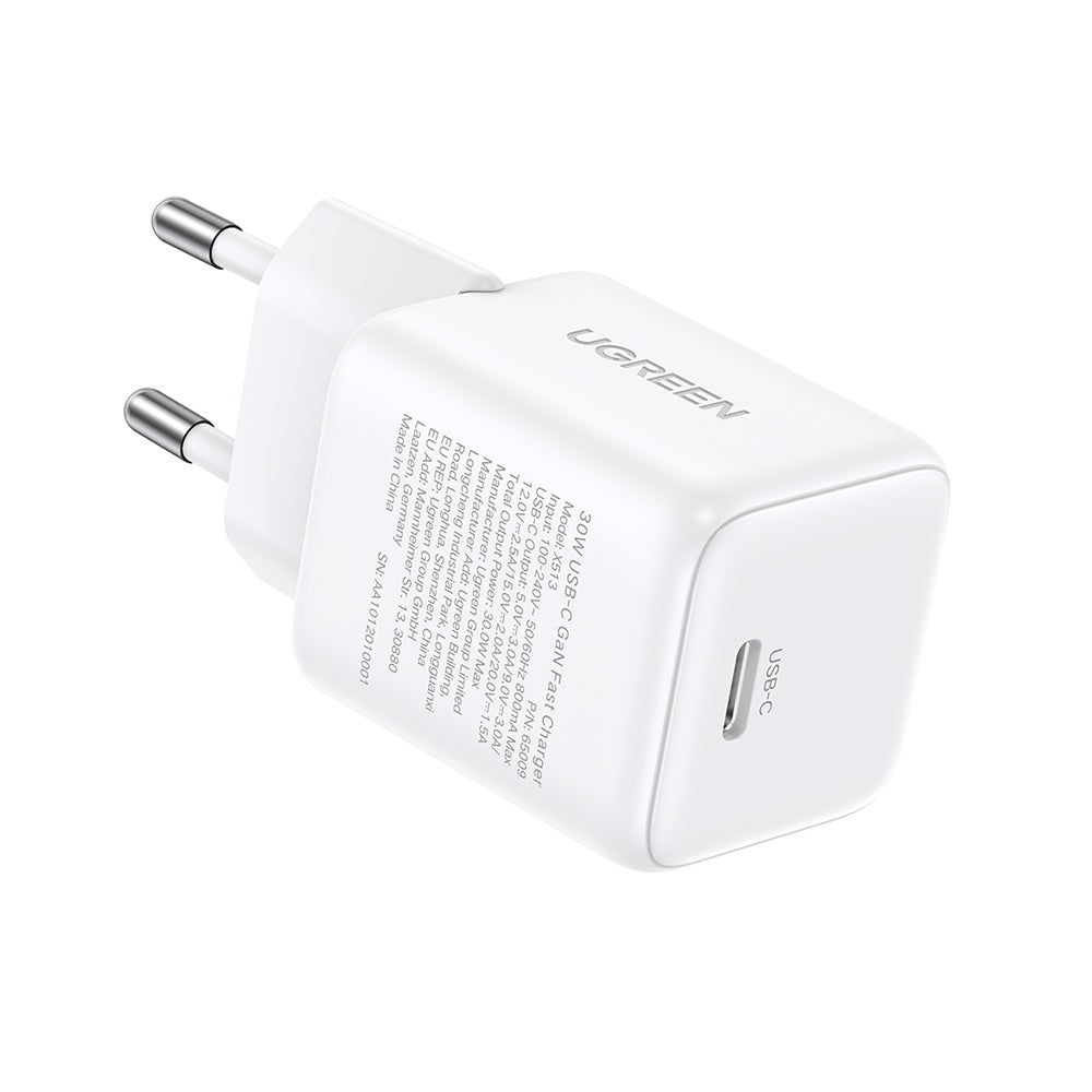 Incarcator Ugreen X513 (65009), USB-C, GaN, Fast Charging, 30W, QC4, 5V/3A, Alb