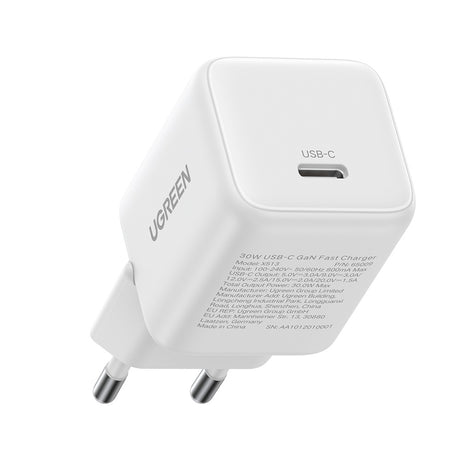 Incarcator Ugreen X513 (65009), USB-C, GaN, Fast Charging, 30W, QC4, 5V/3A, Alb