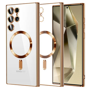 Husa de protectie Techsuit Luxury Crystal MagSafe compatibil cu Samsung Galaxy S24 Ultra, Auriu