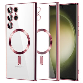 Husa de protectie Techsuit Luxury Crystal MagSafe compatibil cu Samsung Galaxy S23 Ultra, Roz