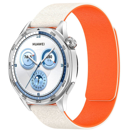 Curea smartwatch Techsuit Watchband 22mm (W074) compatibil cu Samsung Galaxy Watch (46mm)/Watch 3/Gear S3, Huawei Watch GT/GT 2 (46mm), Bej / Orange