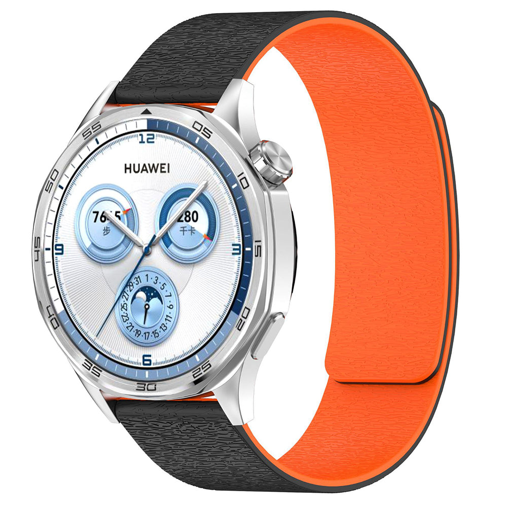 Curea smartwatch Techsuit Watchband 20mm (W074) compatibil cu Samsung Galaxy Watch4/5/Active 2, Huawei Watch GT 3 (42mm)/GT 3 Pro (43mm), Negru /Orange