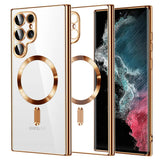Husa de protectie Techsuit Luxury Crystal MagSafe compatibil cu Samsung Galaxy S22 Ultra 5G, Auriu