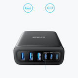 Incarcator Anker (A2154G11), 3x USB-A / 3x Type-C, 112W, Fast Charging, Negru