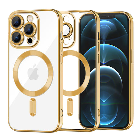 Husă Techsuit Luxury Crystal compatibil MagSafe pentru iPhone 12 Pro Max, aurie
