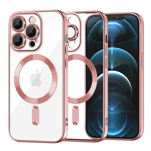 Husa de protectie Techsuit Luxury Crystal MagSafe compatibil cu iPhone 12 Pro Max, Roz