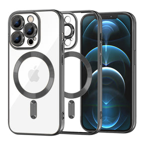 Husa de protectie Techsuit Luxury Crystal MagSafe compatibil cu iPhone 12 Pro Max, Negru