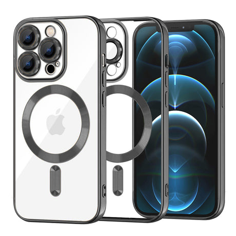 Husă Techsuit Luxury Crystal MagSafe neagră pentru iPhone 12 Pro Max