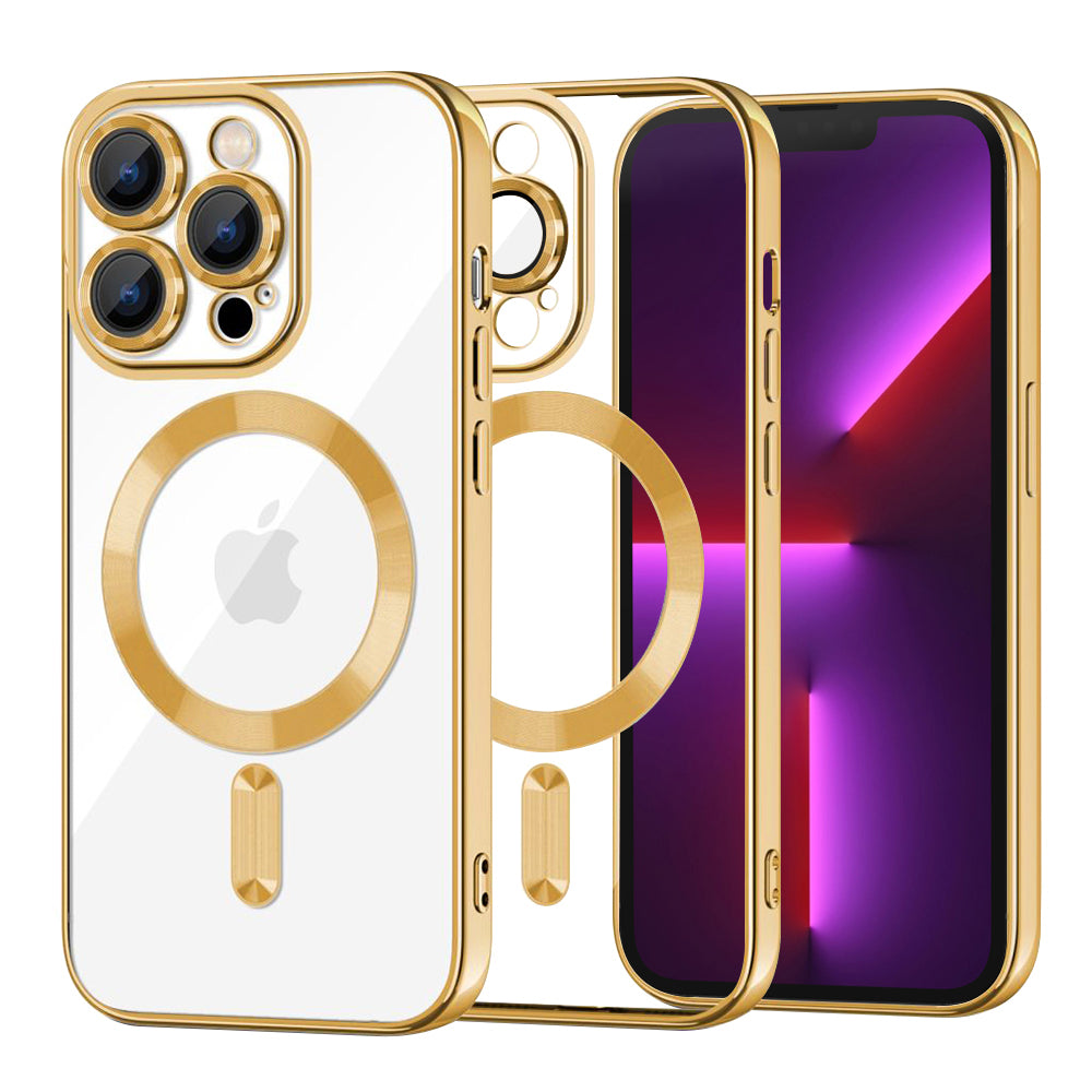 Husă Techsuit Luxury Crystal MagSafe pentru iPhone 13 Pro, aurie