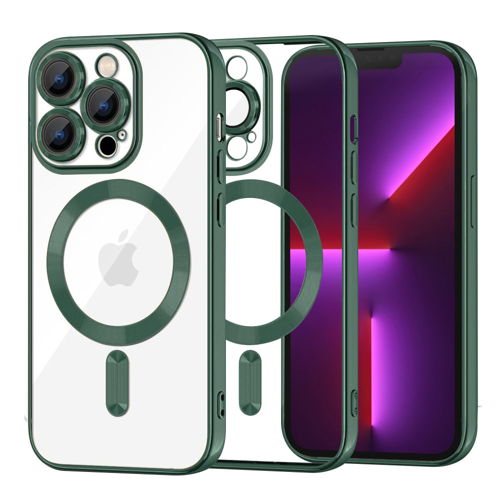 Husa de protectie Techsuit Luxury Crystal MagSafe compatibil cu iPhone 13 Pro, Verde inchis
