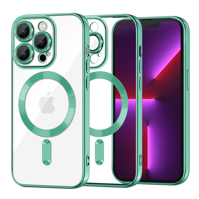 Husa de protectie Techsuit Luxury Crystal MagSafe compatibil cu iPhone 13 Pro, Verde Deschis
