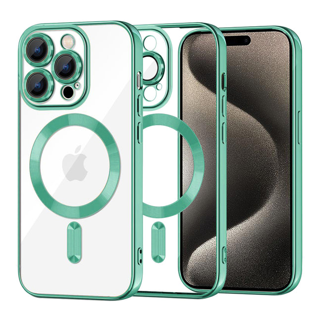 Husa de protectie Techsuit Luxury Crystal MagSafe compatibil cu iPhone 15 Pro Max, Verde Deschis