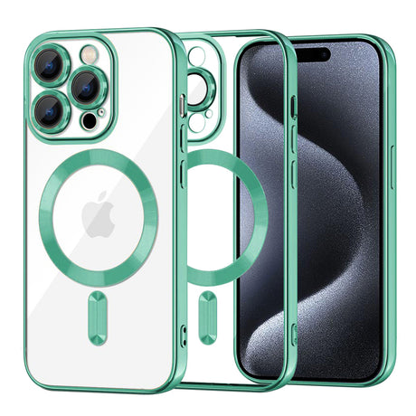 Husa de protectie Techsuit Luxury Crystal MagSafe compatibil cu iPhone 15 Pro, Verde Deschis