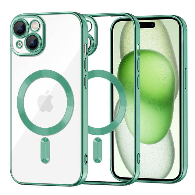 Husa de protectie Techsuit Luxury Crystal MagSafe compatibil cu iPhone 15 Plus, Verde Deschis