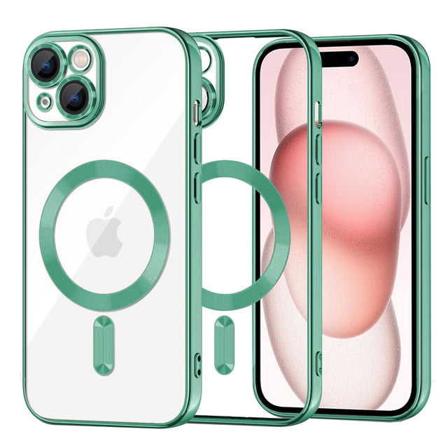 Husa de protectie Techsuit Luxury Crystal MagSafe compatibil cu iPhone 15, Verde Deschis